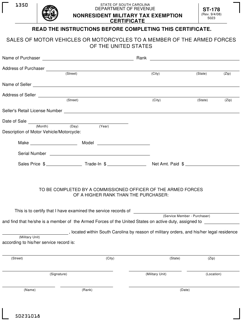 Military State Income Tax Exemption Form