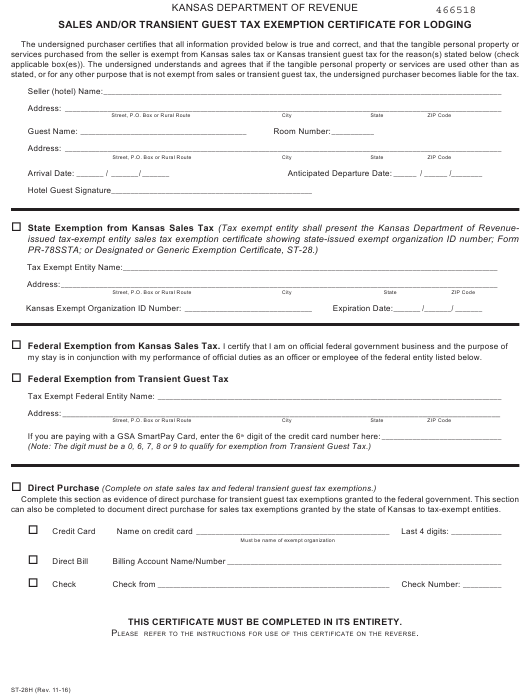 Form ST 28H Download Fillable PDF Or Fill Online Sales And Or Transient 