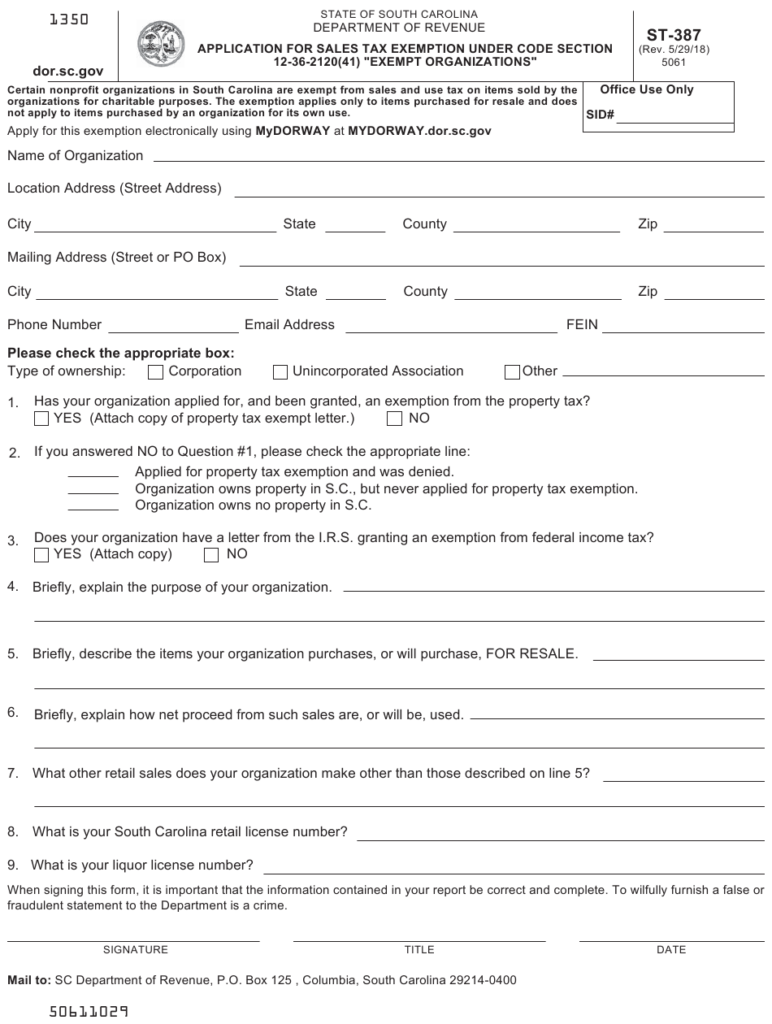 Form ST 387 Download Printable PDF Or Fill Online Application For Sales 