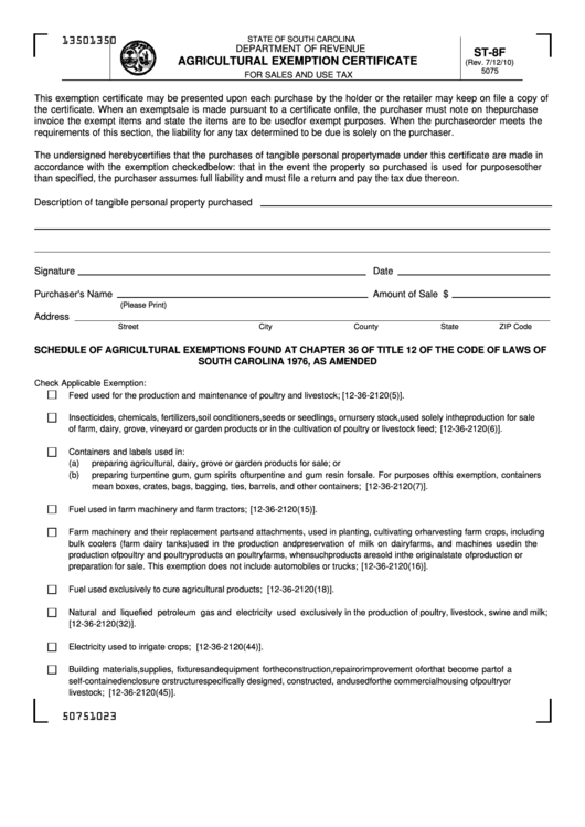 Agricultural Tax Exempt Form For Property Tax ExemptForm