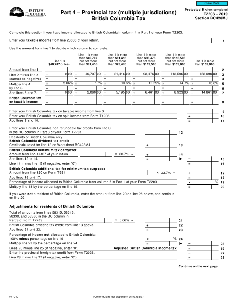 Form T2203 9410 C Section BC428MJ Download Fillable PDF Or Fill 