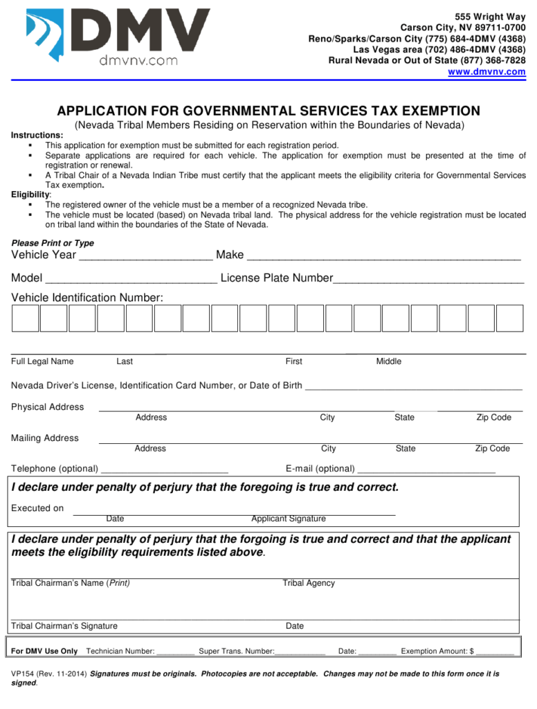 Form VP154 Download Fillable PDF Or Fill Online Application For 