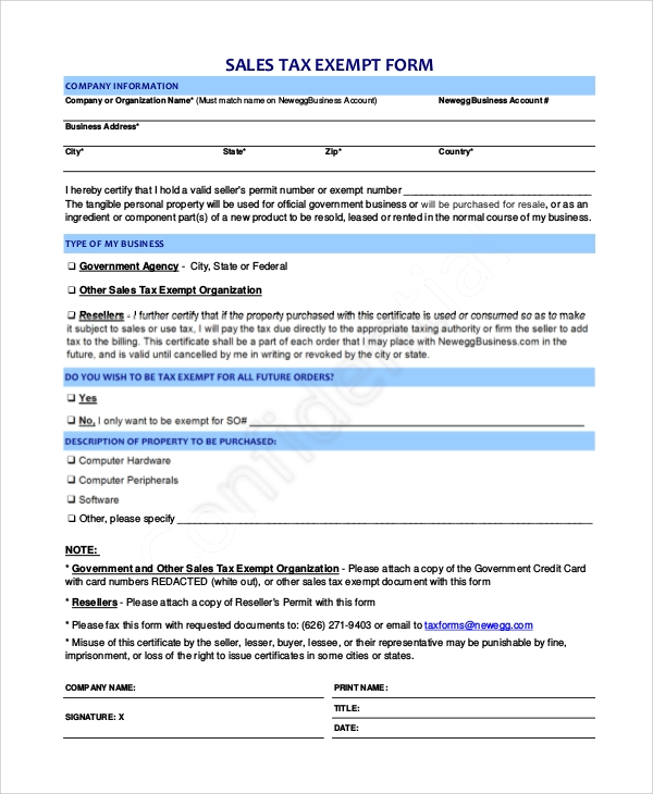 FREE 10 Sample Tax Exemption Forms In PDF