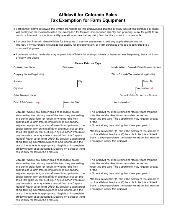 What Is A Tax Exemption Form 1891