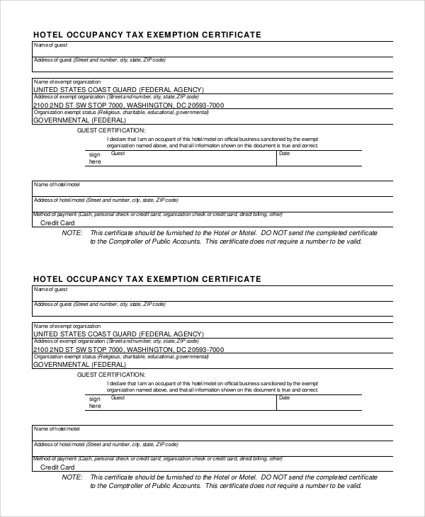 FREE 10 Sample Tax Exemption Forms In PDF