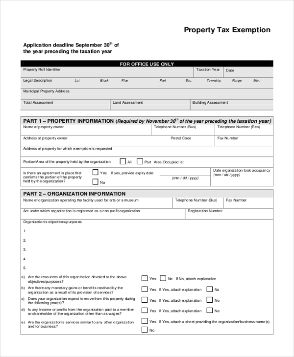 Free 10 Sample Tax Exemption Forms In Pdf 4935