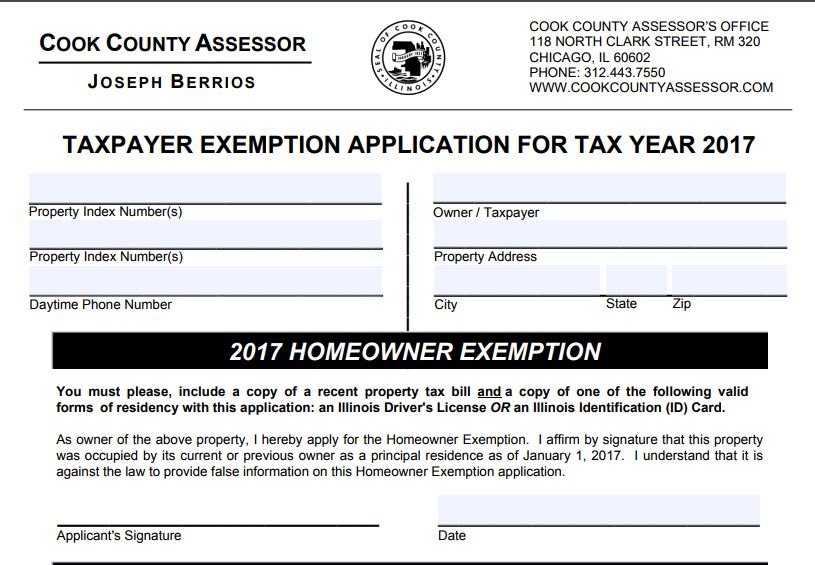 How To Apply For Homeowners Exemption Cook County WOPROFERTY