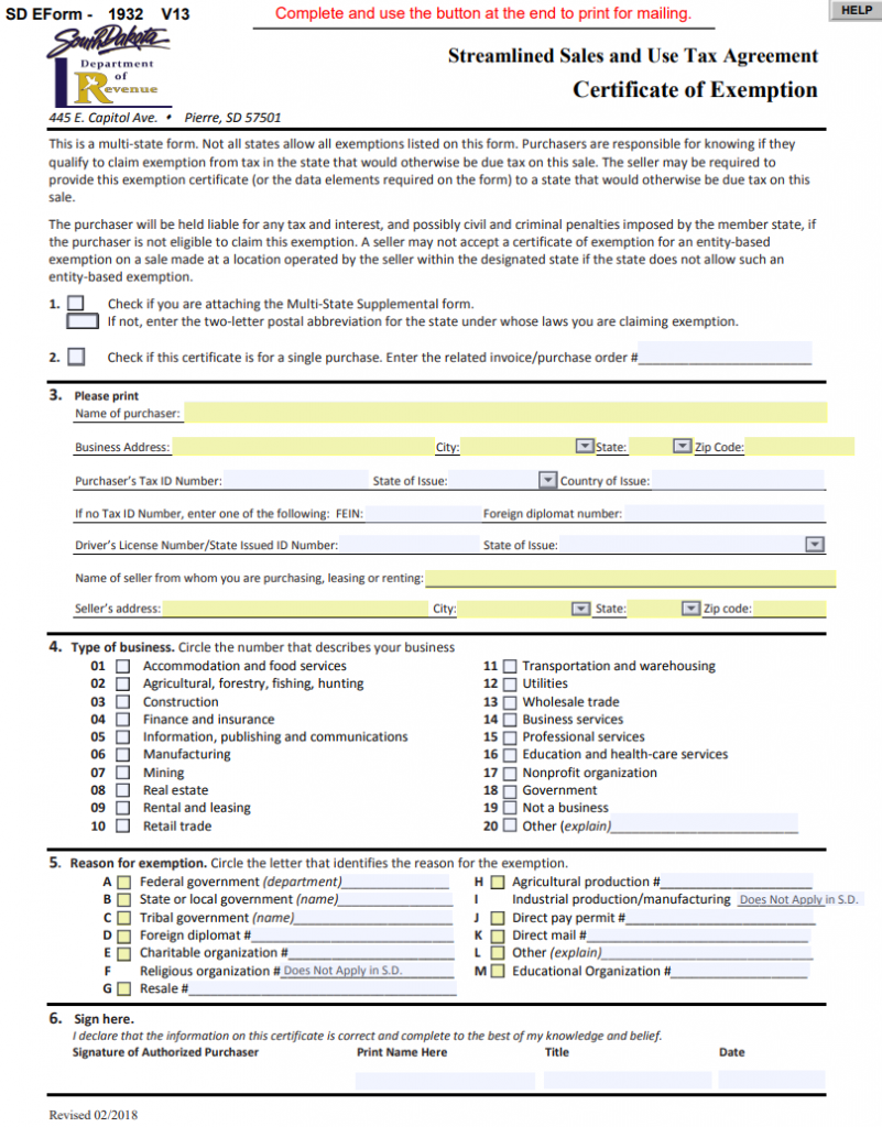 How To Get A Certificate Of Exemption In South Dakota 