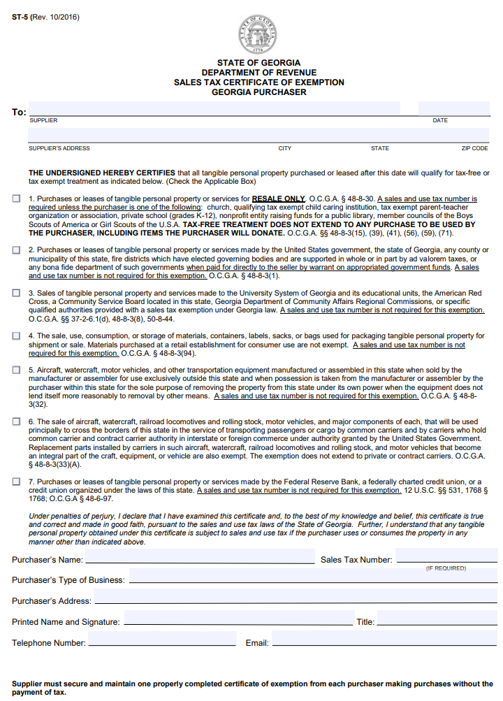 How To Get A Sales Tax Certificate Of Exemption In Georgia