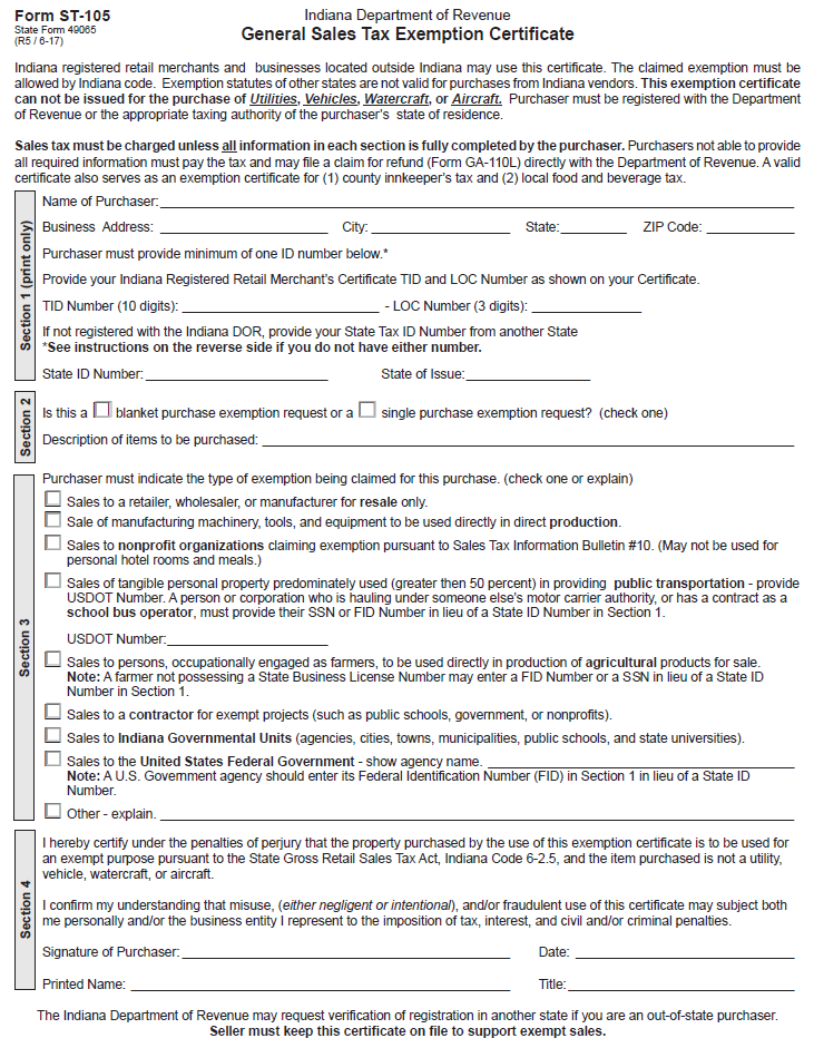 How To Get A Sales Tax Exemption Certificate In Indiana 