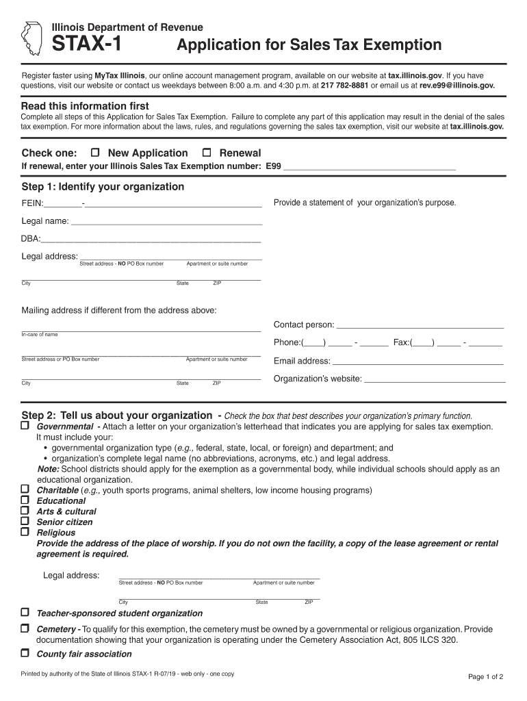 IL STAX 1 2019 Fill Out Tax Template Online US Legal Forms