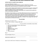 Immunization Religious Exemption Form Chfs Printable Pdf Download