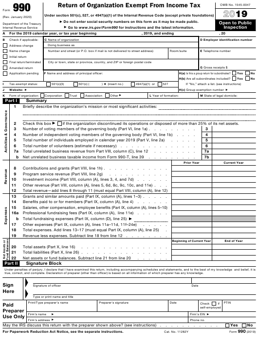 IRS Form 990 Download Fillable PDF Or Fill Online Return Of 