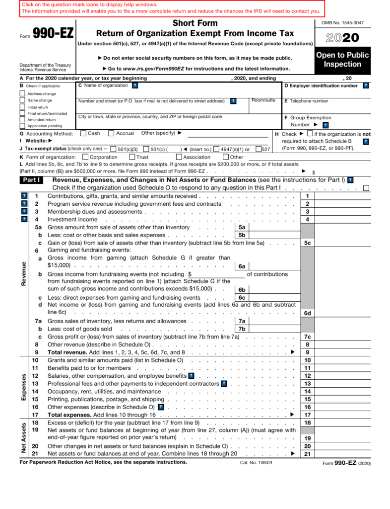 IRS Form 990 EZ Download Fillable PDF Or Fill Online Short Form Return 