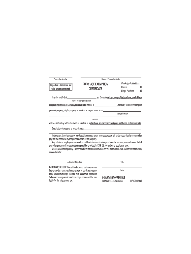 Kentucky Tax Exempt Form Fill Online Printable Fillable Blank 