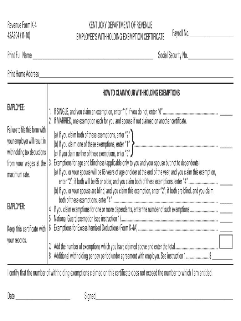 Ky State Exemption Form For Dod Employees 5624