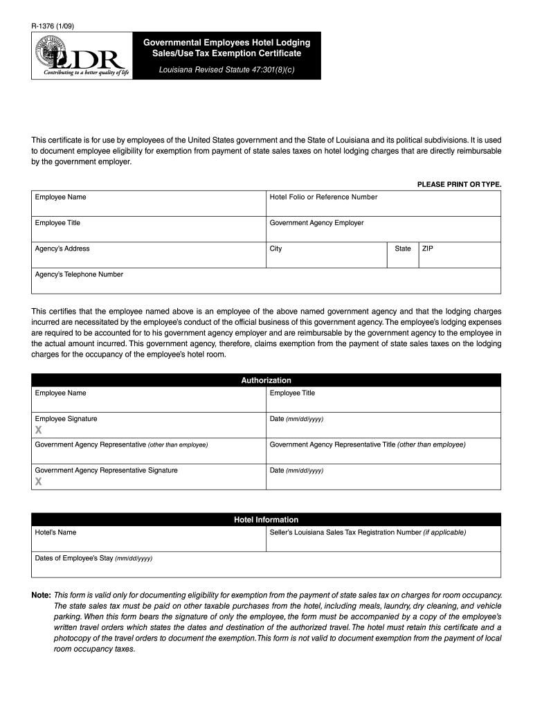 Louisiana Hotel Tax Exempt Form 2020 Fill And Sign Printable Template 