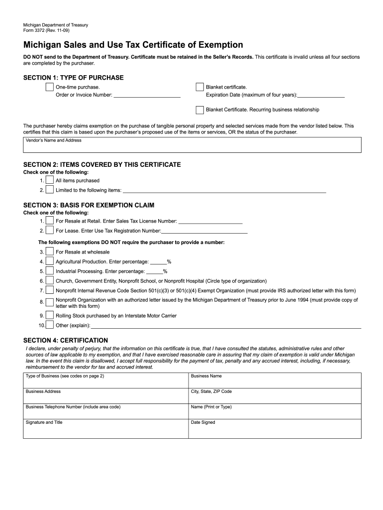 Michigan Form 3372 Fillable Fill Online Printable Fillable Blank 