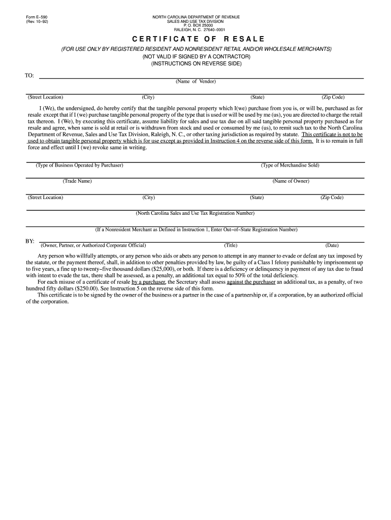 Nc Resale Certificate Pdf Fill Online Printable Fillable Blank 