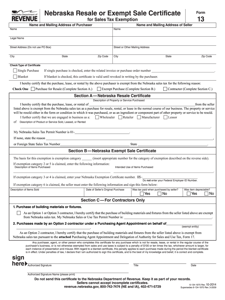 Nebraska Form 13 Fill Out And Sign Printable PDF Template SignNow