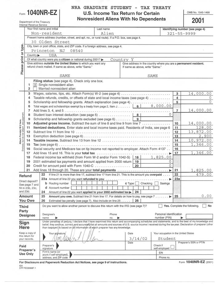 Non Resident Alien Graduate Student Tax Treaty Country