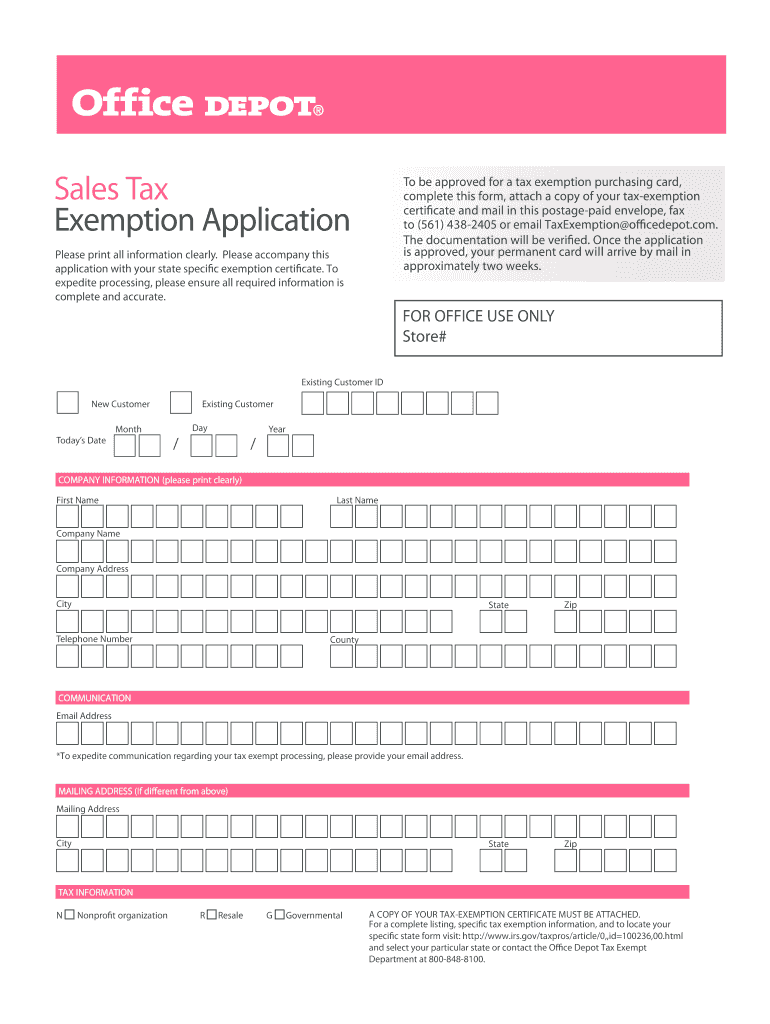 Office Depot Tax Exempt Fill Out And Sign Printable PDF Template 