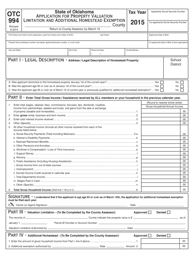 Oklahoma Tax Homestead Exemption Form Fill Out And Sign Printable PDF