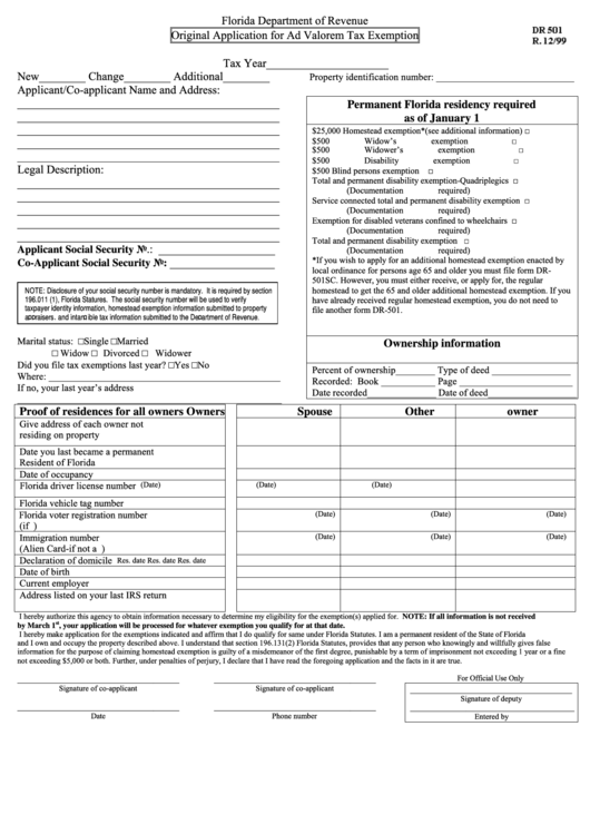 Florida Sales Tax Exemption Application Form