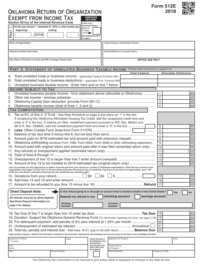 OTC Form 512E Download Fillable PDF Or Fill Online Oklahoma Return Of 