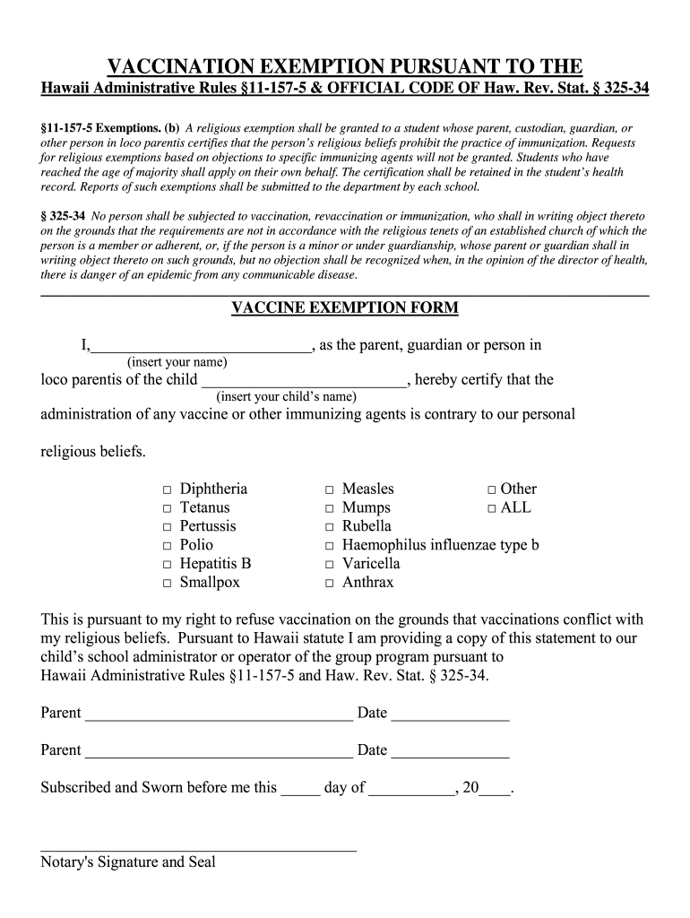 Religious Exemption From Vaccination Sample Writing Editable 