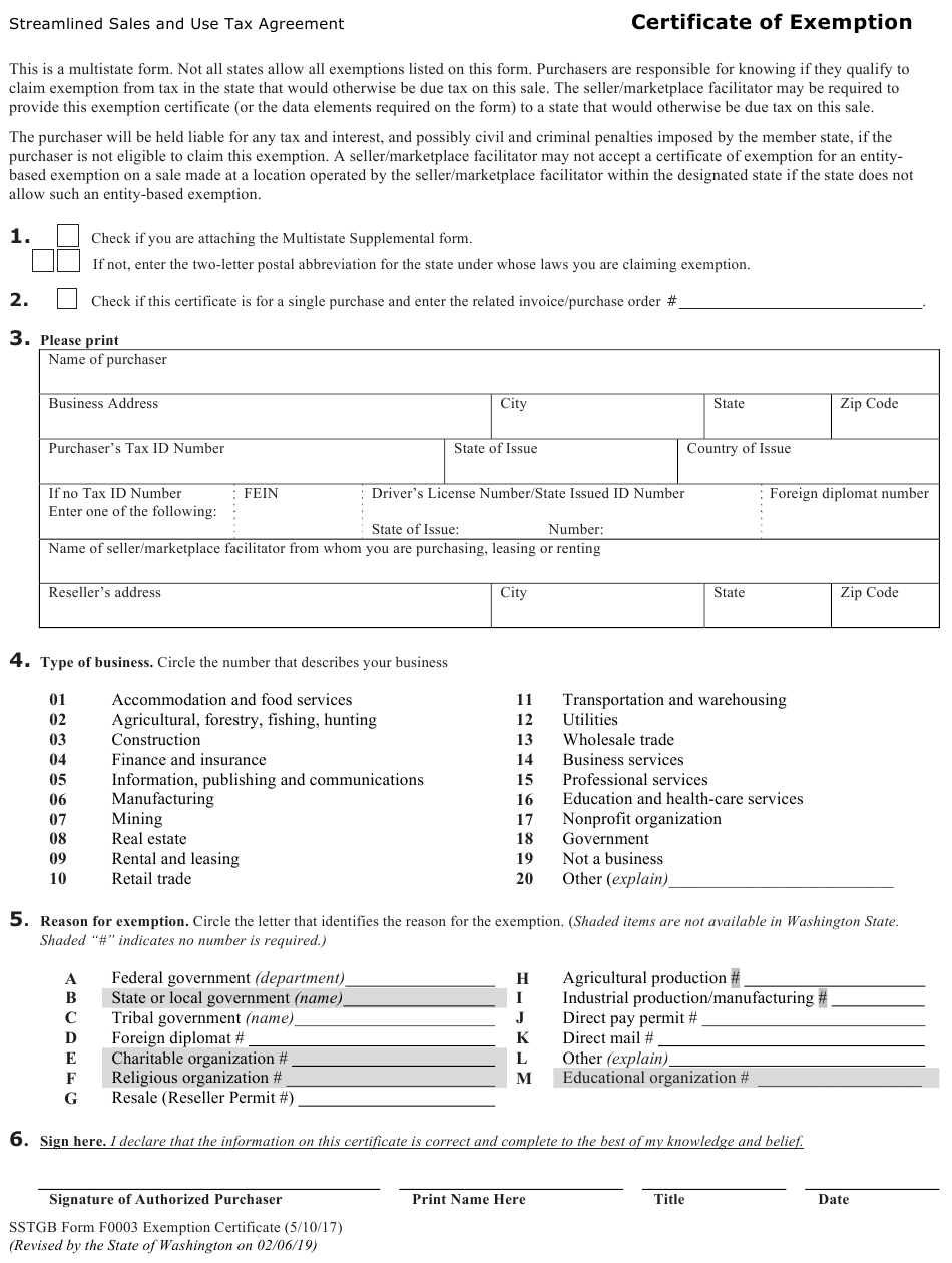 Washington State Sales Tax Exemption Refund Form ExemptForm