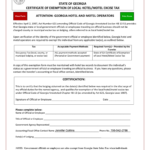 STATE OF GEORGIA CERTIFICATE OF EXEMPTION OF LOCAL HOTEL MOTEL EXCISE