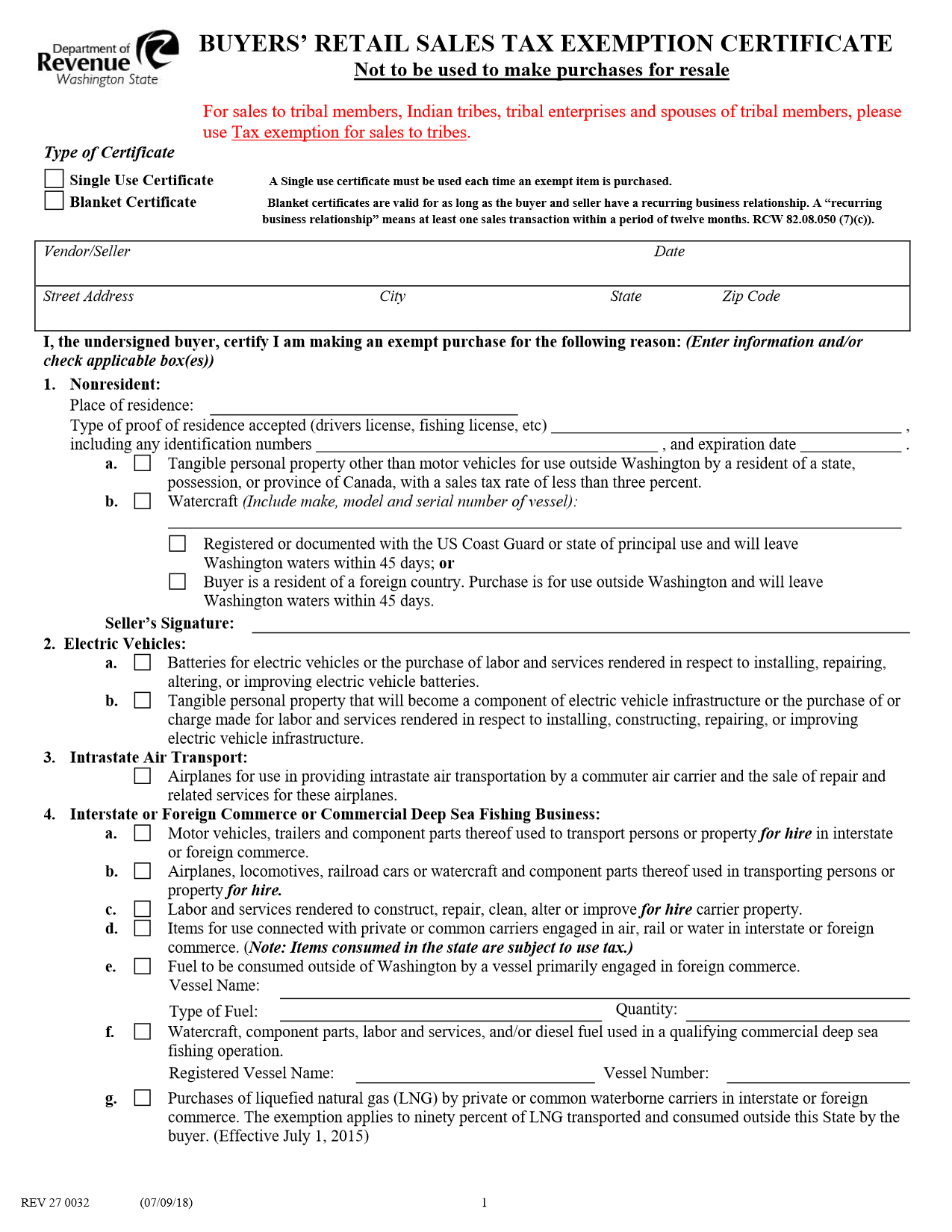 Tax Exempt Form Washington State 9136