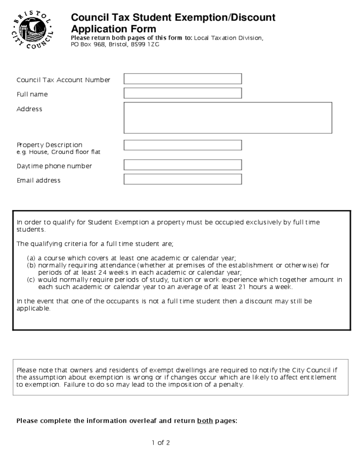 Student Tax Exemption Form UK Free Download