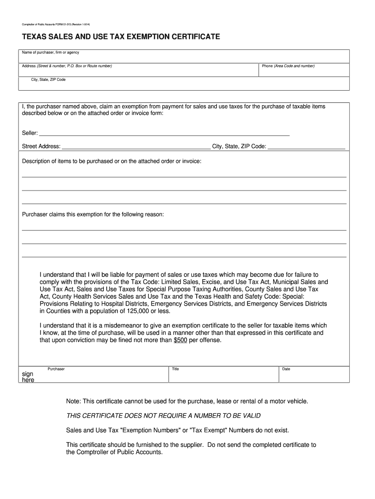 Texas Fillable Tax Exemption Form Fill Out And Sign Printable PDF