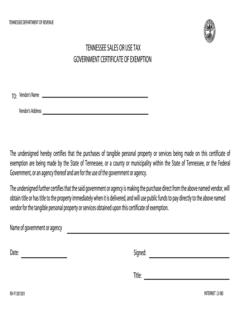 Tennessee Sales Tax Exemption Certificate Form Fill Online Printable 