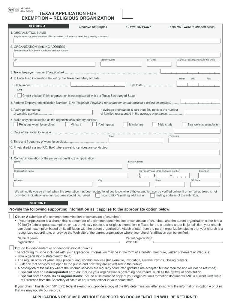 Texas Application Exemption Form Fill Out And Sign Printable PDF 