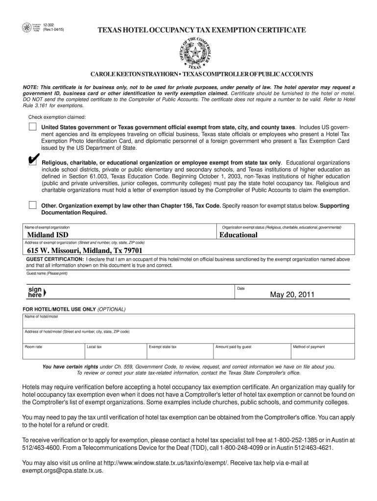 Texas Tax Exempt Certificate Fill And Sign Printable Template Online