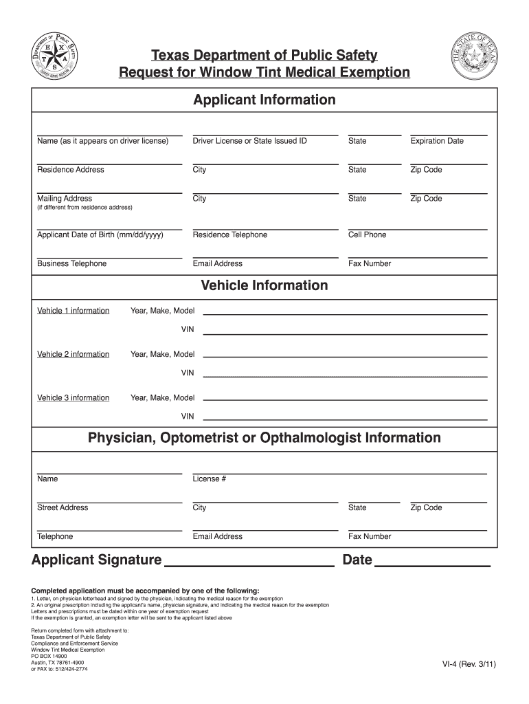 Tint Exemption Fill Out And Sign Printable PDF Template SignNow