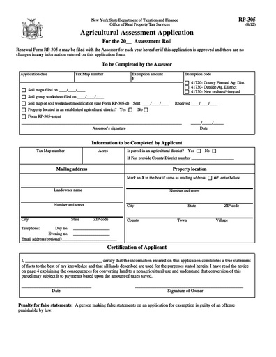 Town Of Stuyvesant Agricultural Exemption Application