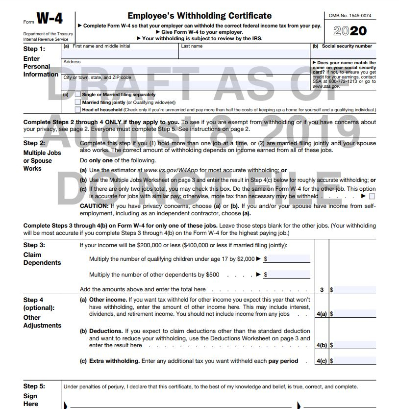 Treasury And IRS Unveil New Form W 4 For 2020 Accounting Today