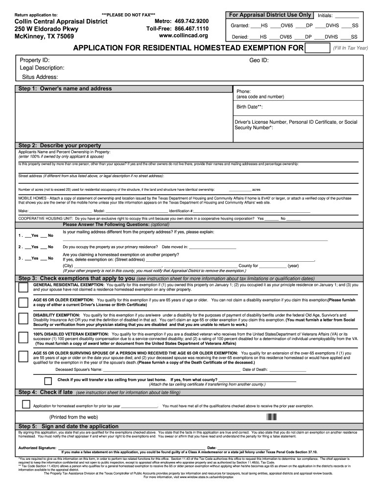 Texas Homestead Tax Exemption Form ExemptForm