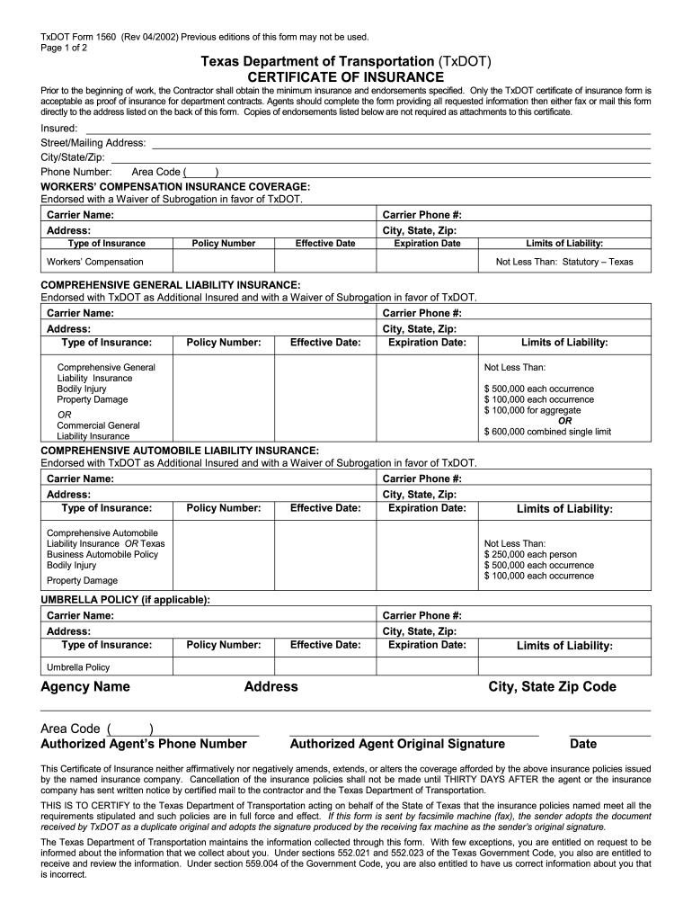 Txdot Form 1560 Fill Out And Sign Printable PDF Template SignNow