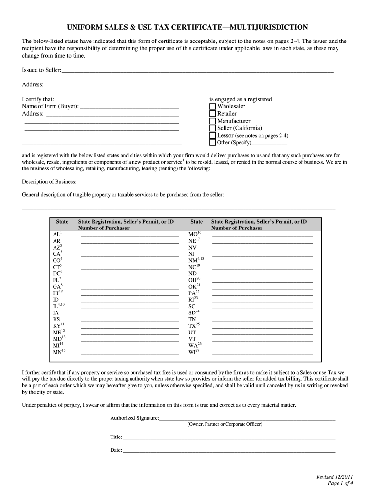 Universal Sales Tax Exempt Form Fill Online Printable Fillable 