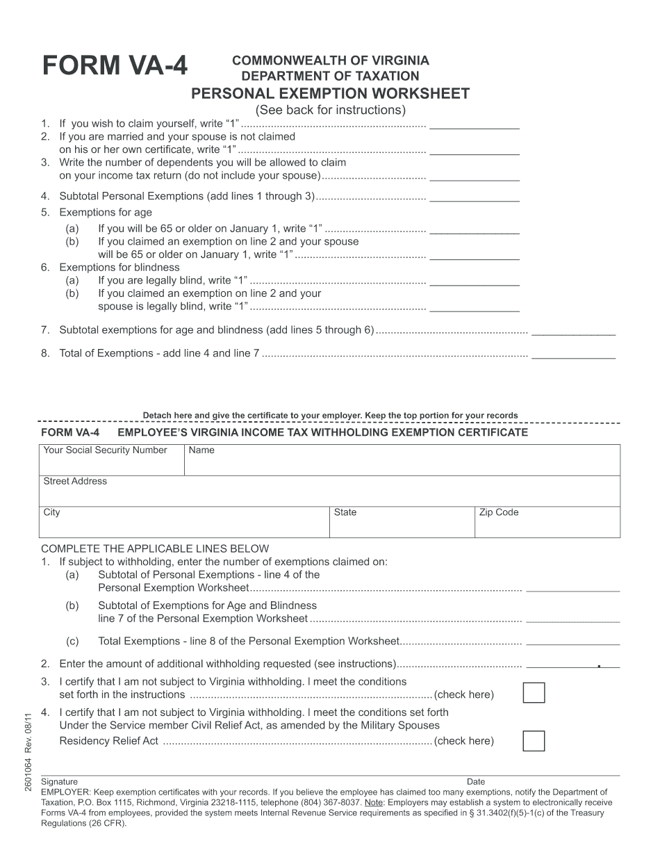 Virginia State Income Tax Exemption Form ExemptForm
