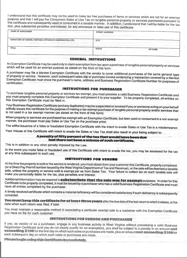 Wv Tax Exempt Form Fill Online Printable Fillable Blank PdfFiller 