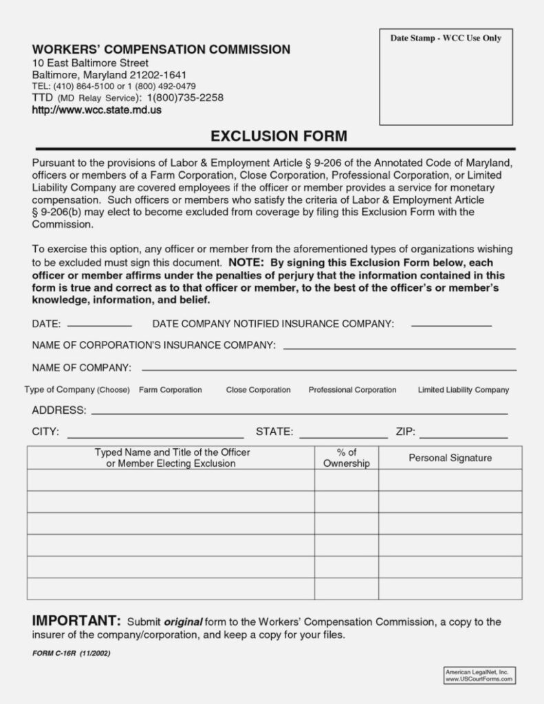 Workers Comp Exempt Form Oklahoma Universal Network