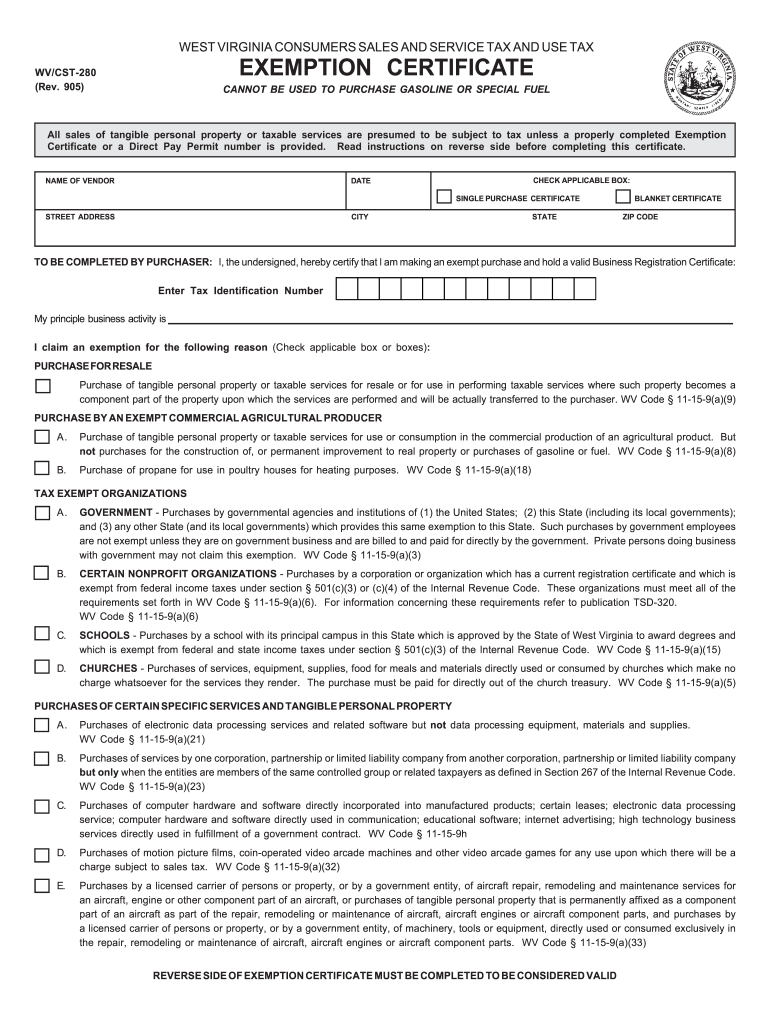 Wv Tax Exempt Form 2020 Fill Out And Sign Printable PDF Template 