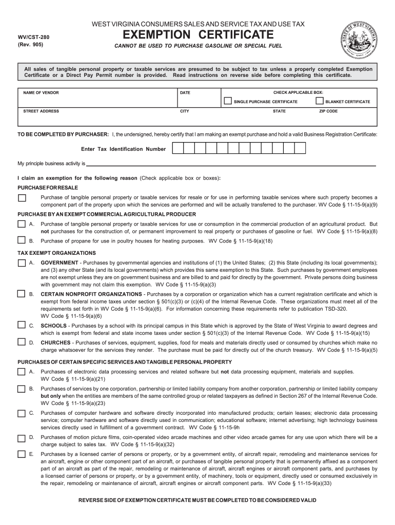 Wv Tax Exempt Form 2020 Fill Out And Sign Printable PDF Template